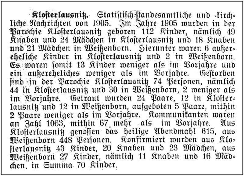 1906-01-11 Kl Kirchennachrichten Parochie